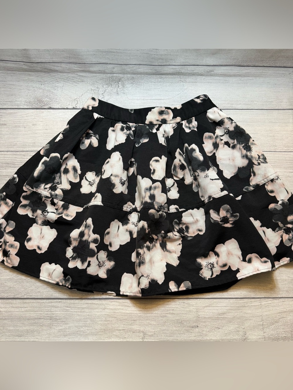 Express Black Skirt with Blush and White Floral Print
